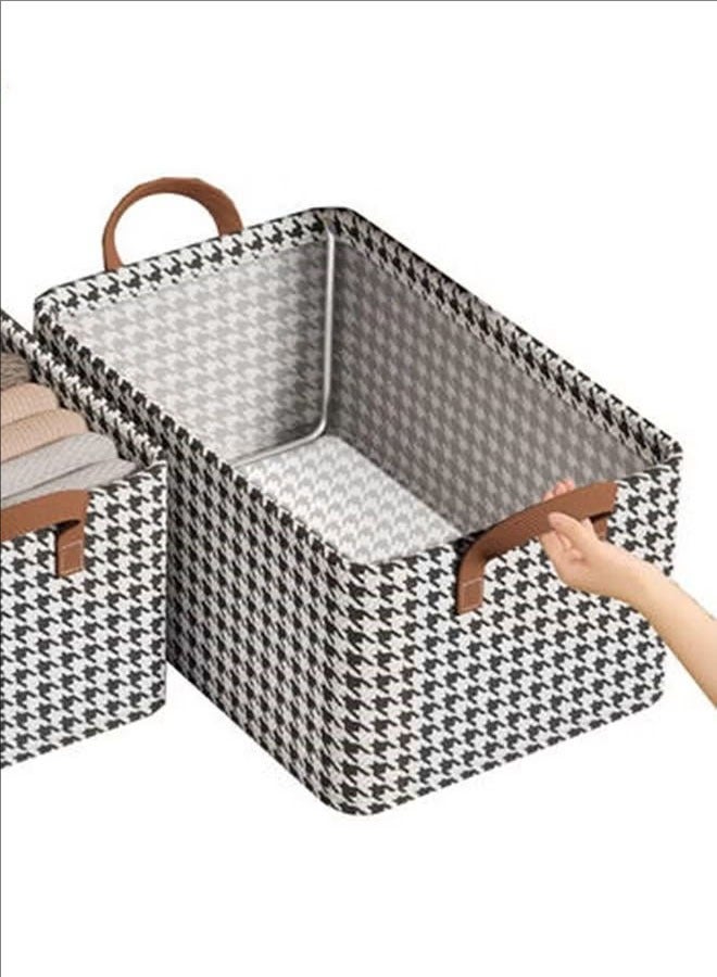 بلومنغ تايم قائمة المنتجات ذات الصلة صندوق إطار فولاذي, صندوق تخزين بإطار معدني, صندوق تخزين قماش بمقبض, سلة تخزين الرف القابل للتكديس, إطار فولاذي قوي, تصميم قابل للطي, استخدام متعدد الوظائف, أبيض وأسود - Image 2