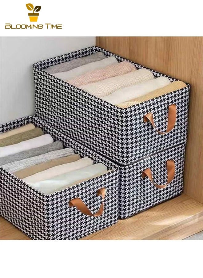 بلومنغ تايم قائمة المنتجات ذات الصلة صندوق إطار فولاذي, صندوق تخزين بإطار معدني, صندوق تخزين قماش بمقبض, سلة تخزين الرف القابل للتكديس, إطار فولاذي قوي, تصميم قابل للطي, استخدام متعدد الوظائف, أبيض وأسود - Image 1