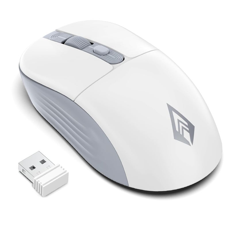 Archer Tech Lab Wireless Mouse, 2.4GHz USB Nano Receiver,3 DPI (800/1200/1600), Ergonomic Lightweight Design 55g, 10M Range, Plug & Play,2 Million Clicks, for Windows PC/Laptop (Precision 100-White) - Image 1