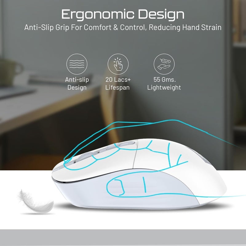 Archer Tech Lab Wireless Mouse, 2.4GHz USB Nano Receiver,3 DPI (800/1200/1600), Ergonomic Lightweight Design 55g, 10M Range, Plug & Play,2 Million Clicks, for Windows PC/Laptop (Precision 100-White) - Image 5