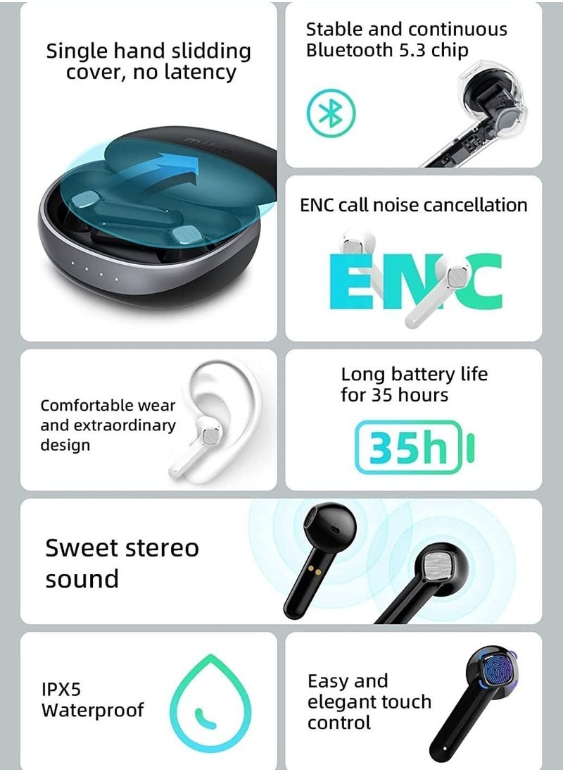 Mibro - Mibro S1 Earphone TWS Bluetooth 5.0 IPX5 600mAh HiFi Stereo Noise Reduction Touch Control Wireless Headphone (Black) - Image 1