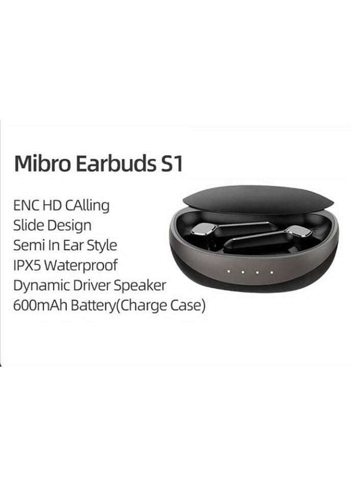 Mibro - Mibro S1 Earphone TWS Bluetooth 5.0 IPX5 600mAh HiFi Stereo Noise Reduction Touch Control Wireless Headphone (Black) - Image 1