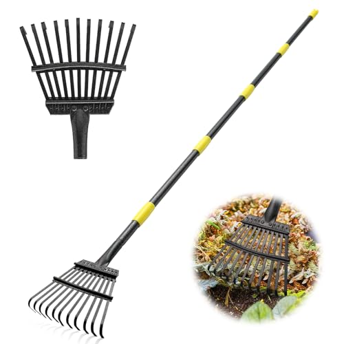 Bird Twig Garden Rake for Leaves - Heavy Duty Metal Leaf Rakes for Yard,Lawn,Shrub,Grass,Mulch,8.5" Small Head,6ft Adjustable Handle for Kids Adults - Image 1