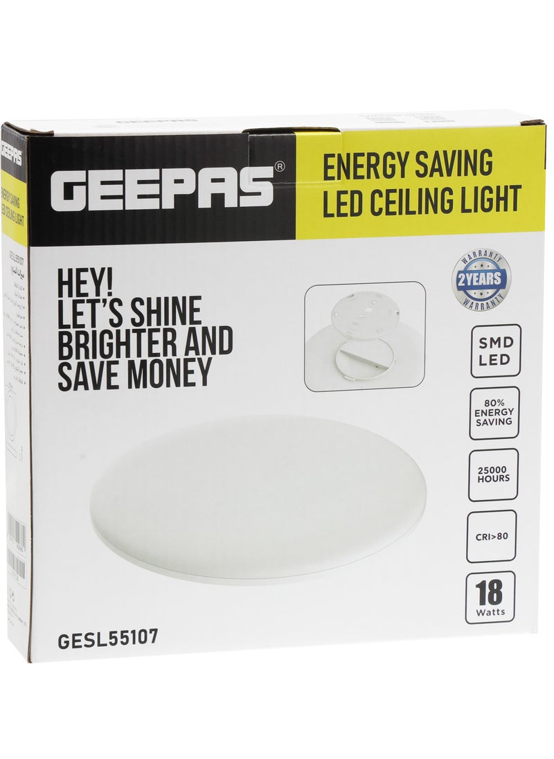 GEEPAS - Geepas 24 W Energy Saving LED Ceiling Light GESL55108, 2160 Lumens and 6500 K Color Temperature| Energy Efficient LED Light with 25000 Hours Lifetime, Ceiling Light Perfect for Home and Office Use - Image 1