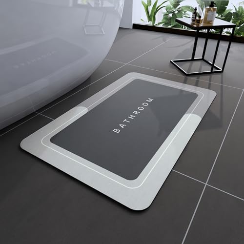 Deparnit Bath Mats 17x27 Inch, Modernized Magic Mat Bathroom, Rubber Anti Slip Quick Drying Absorbent Bathroom Rug, Shower Room Rugs for in Front of Bathtub, Sink, Gray - Image 1