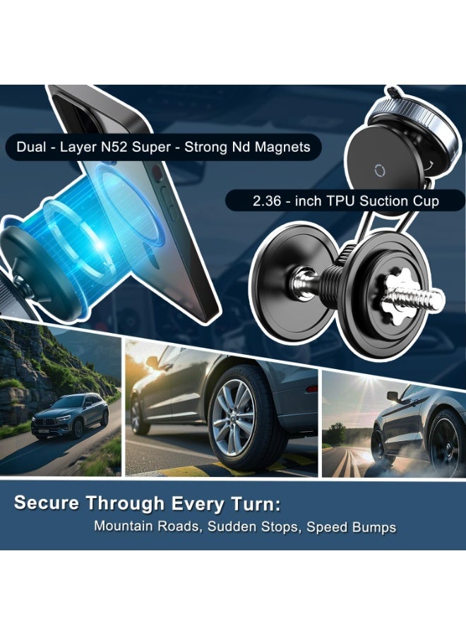 NIBEMINENT Adjustable Vacuum Magnetic Suction Cup Phone Holder, Suitable for Car/Gym/Mirror/Smooth Surfaces Hands-Free Stand, Compatible with All Smartphones - Image 2