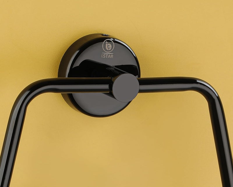 iSTAR iSTAR Stainless Steel Towel Ring/Napkin Ring/Towel Holder/Towel Hanger/Towel Holder for Washbasin and Napkin Holder Stand for Kitchen, Bathroom Square (Black Finish, Pack of 1)  - Image 3