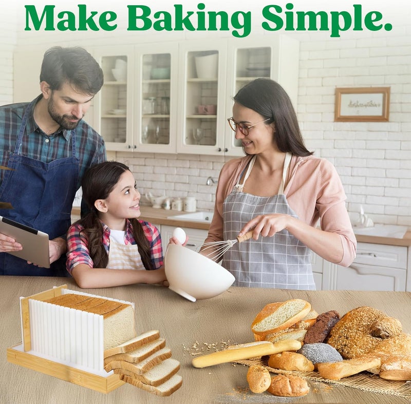 KitchenThinker Upgraded Bread Slicer for Homemade Bread, 3 Adjustable Loaf Widths and 3 Slice Thicknesses, Compact and Foldable Loaf Slicer with Crumb Tray - Image 4