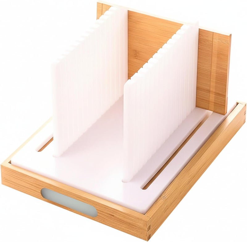 KitchenThinker Upgraded Bread Slicer for Homemade Bread, 3 Adjustable Loaf Widths and 3 Slice Thicknesses, Compact and Foldable Loaf Slicer with Crumb Tray - Image 1