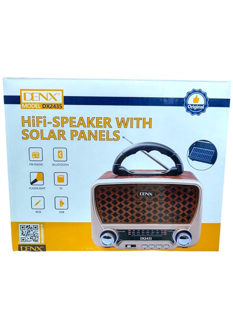 Denx - Rechargeable Radio, Portable Radio AM FM Transistor with Best Sound, Solar/Battery Operated Radio, Support TF Card/USB Playing - Image 1