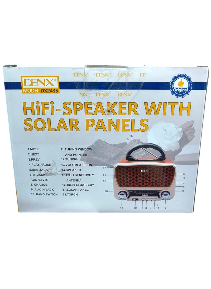 Denx - Rechargeable Radio, Portable Radio AM FM Transistor with Best Sound, Solar/Battery Operated Radio, Support TF Card/USB Playing - Image 1