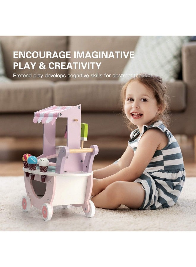 ROBUD Wooden Ice Cream Cart Toys For Kids, Toddlers Pretend Play Food Truck, Gift For Girls And Boys 3 Years & Up - Image 3