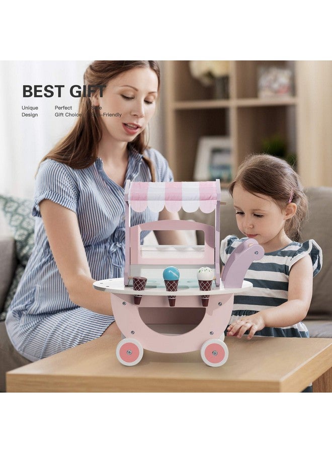 ROBUD Wooden Ice Cream Cart Toys For Kids, Toddlers Pretend Play Food Truck, Gift For Girls And Boys 3 Years & Up - Image 4
