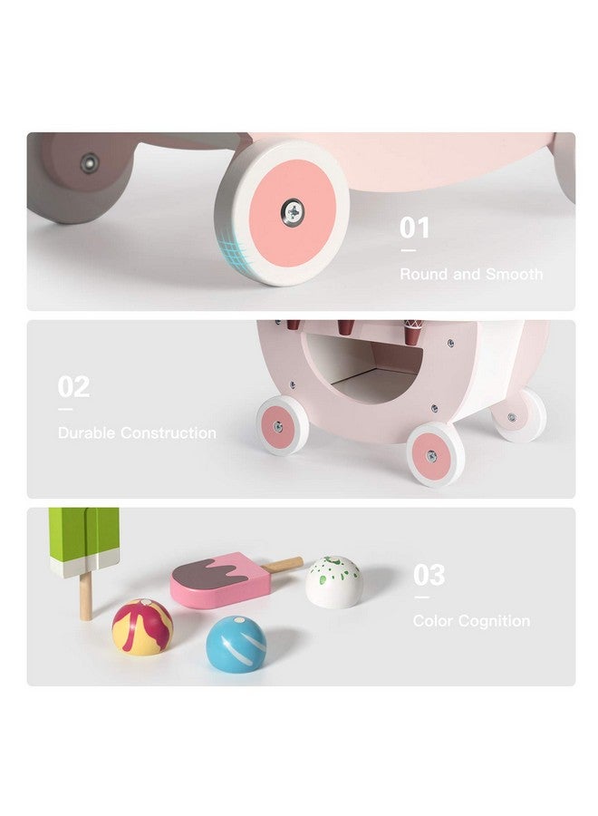 ROBUD Wooden Ice Cream Cart Toys For Kids, Toddlers Pretend Play Food Truck, Gift For Girls And Boys 3 Years & Up - Image 2