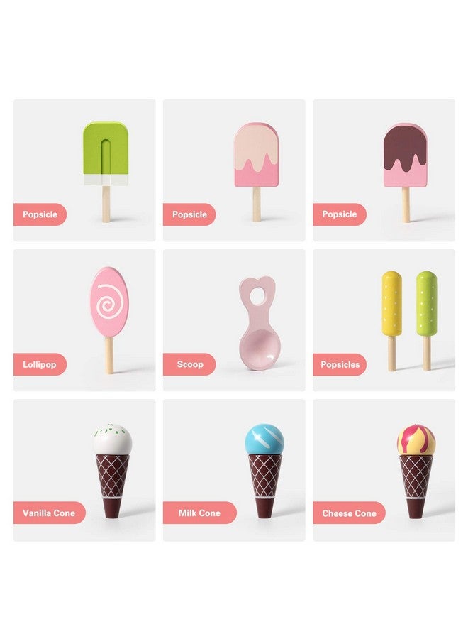 ROBUD Wooden Ice Cream Cart Toys For Kids, Toddlers Pretend Play Food Truck, Gift For Girls And Boys 3 Years & Up - Image 5