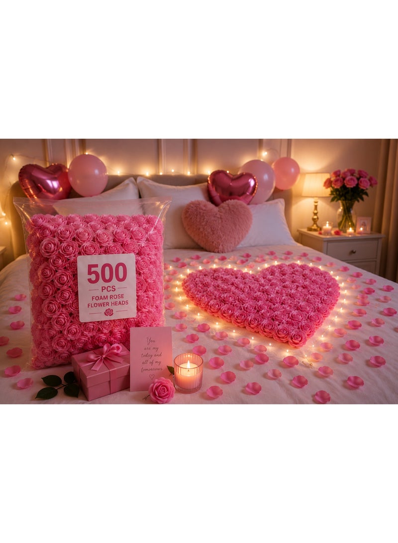 500Pcs Pink Foam Rose Flower Heads For Home Decor – Artificial Pink Roses For Vase Arrangements, Wedding, Party & House Decoration - Image 4