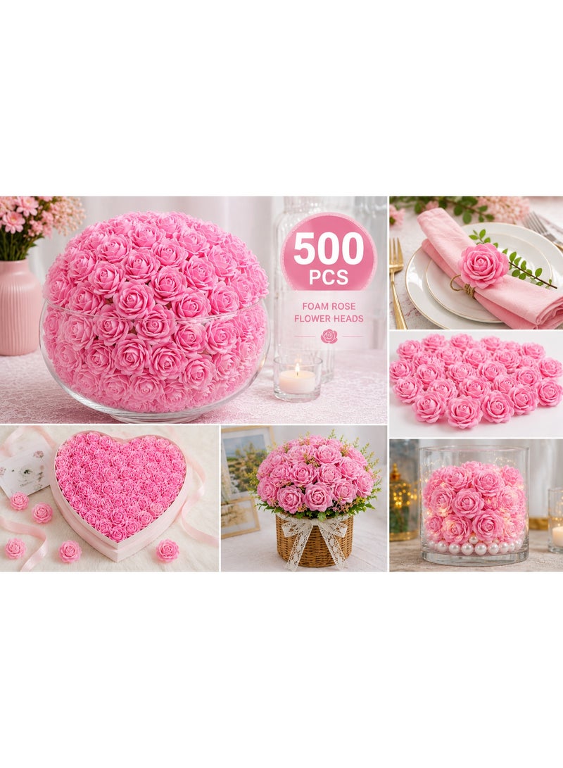 500Pcs Pink Foam Rose Flower Heads For Home Decor – Artificial Pink Roses For Vase Arrangements, Wedding, Party & House Decoration - Image 2