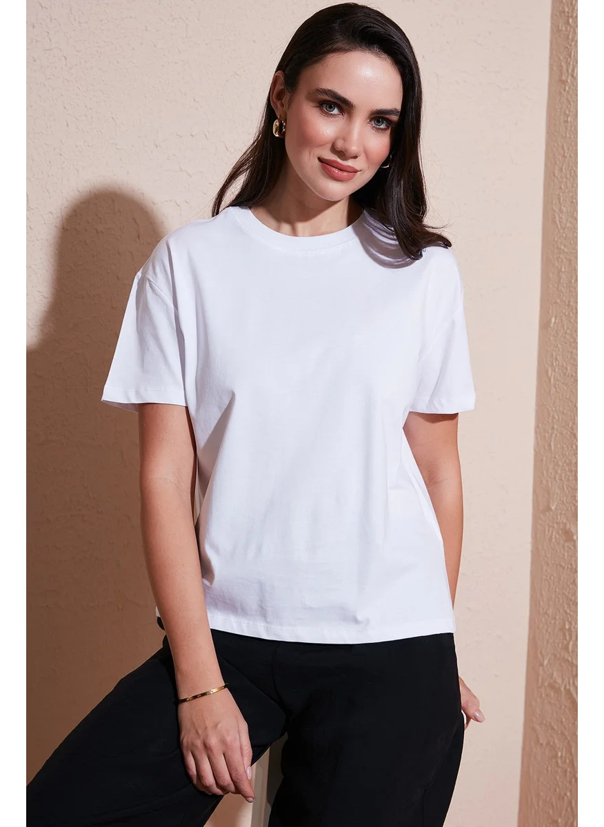 Lela Cotton Oversize Fit Crew Neck T Shirt Women's T Shirt 5866097