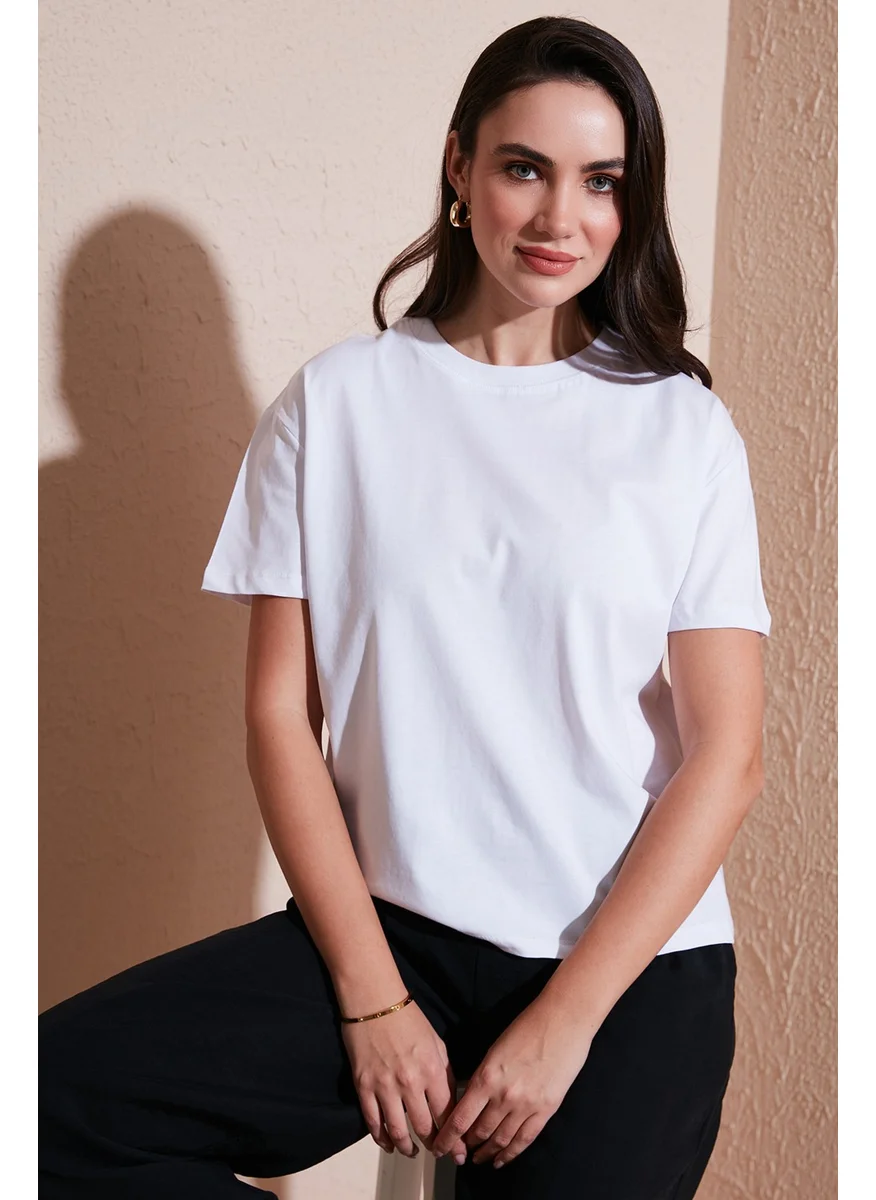Lela Cotton Oversize Fit Crew Neck T Shirt Women's T Shirt 5866097