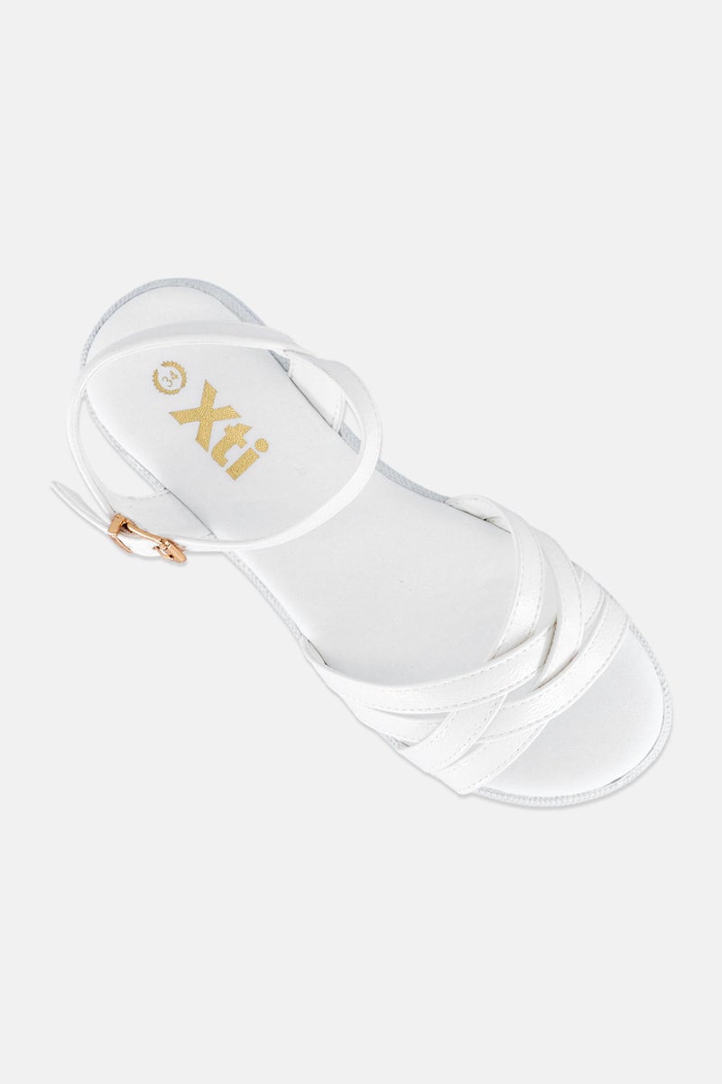 Xti Kids Girl Leather Adjustable Buckle Sandals, White - Image 4