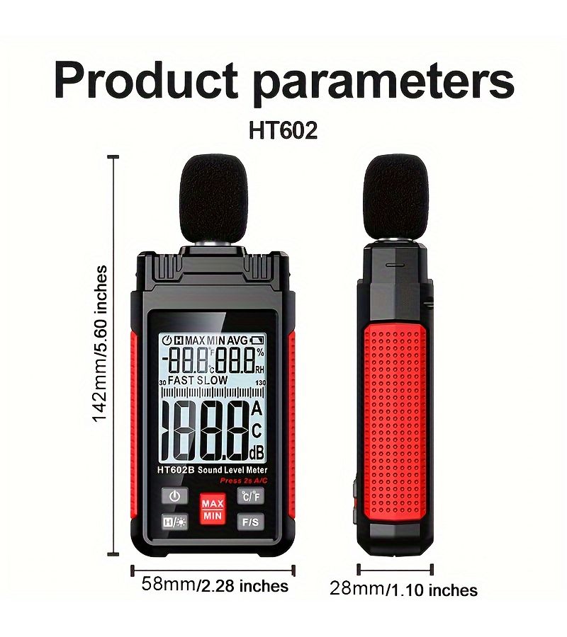 HT602A Professional Digital Sound Level Meter Decibel Monitor Gauge Tester With Backlight 30 130Dba Auto Power Off - Image 2