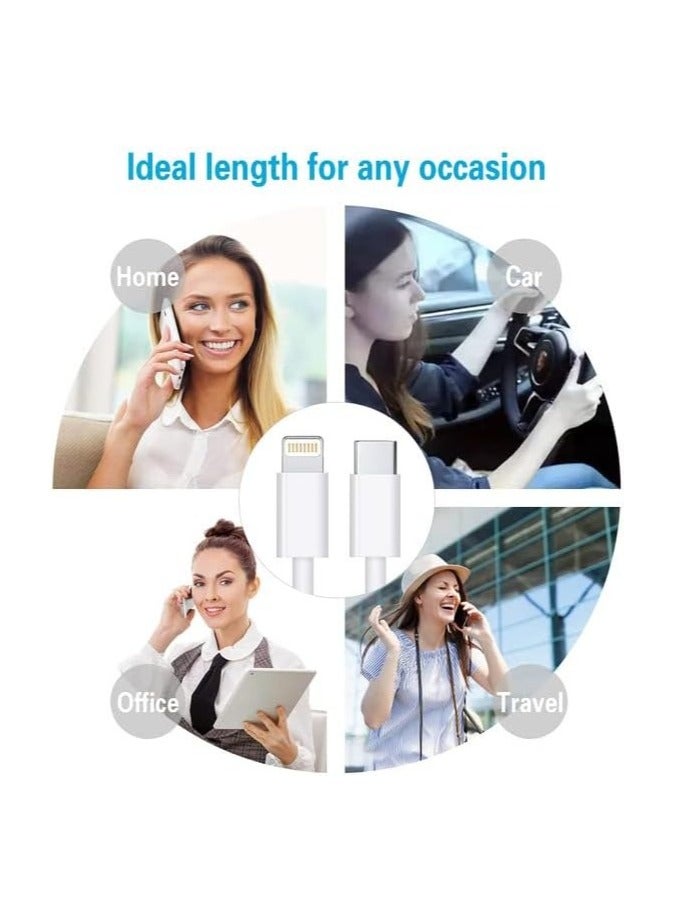 كابل USB C إلى Lightning، عبوة من 3 قطع بطول 3 أقدام \[معتمد من MFi]، كابل شحن سريع بتقنية Power Delivery لأجهزة iPhone 14/13/12/12 PRO Max/12 Mini/11/11 PRO/XS/Max/XR/X/8/8Plus/iPad، اللون الأبيض - Image 5