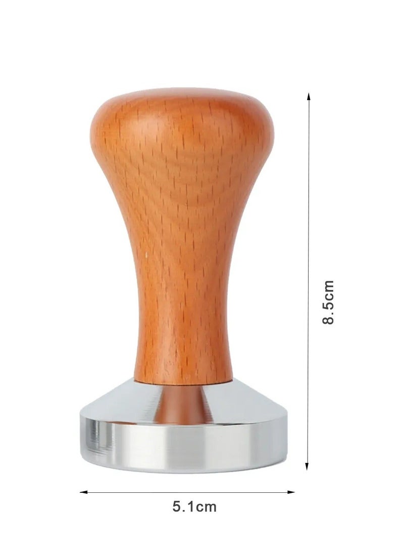 51mm Espresso Tamper-Premium Barista Coffee Tamper Coffee Tamper Classic Series Stainless Steel Espresso Tamper Coffee Press Tool Tamper Espresso Handle, 8.5x5.1cm, Solid wood, Stainless steel - Image 5