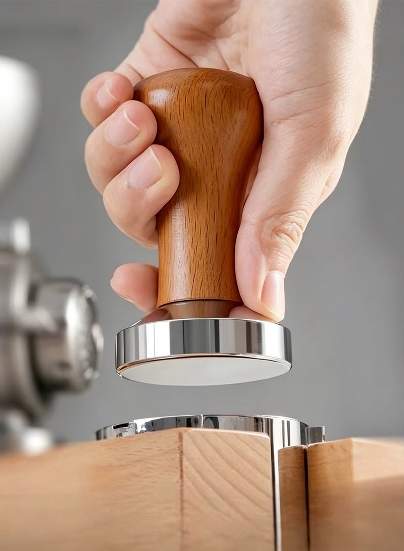 51mm Espresso Tamper-Premium Barista Coffee Tamper Coffee Tamper Classic Series Stainless Steel Espresso Tamper Coffee Press Tool Tamper Espresso Handle, 8.5x5.1cm, Solid wood, Stainless steel - Image 1