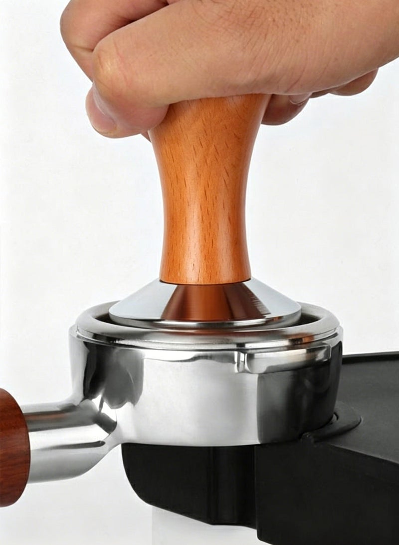 51mm Espresso Tamper-Premium Barista Coffee Tamper Coffee Tamper Classic Series Stainless Steel Espresso Tamper Coffee Press Tool Tamper Espresso Handle, 8.5x5.1cm, Solid wood, Stainless steel - Image 2