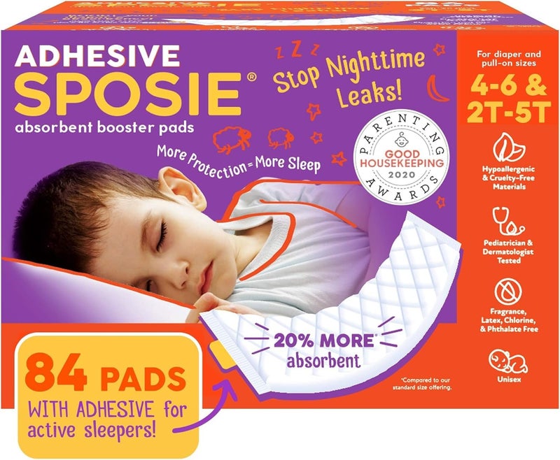 Select Kids Sposie Diaper Booster Pads | Stop Leaks in Baby Overnight, Nighttime Diapers | Disposable Toddler Training Underwear Girls & Boys | Adhesive Diaper Pad | 84 Count (Pack of 1) - Image 1