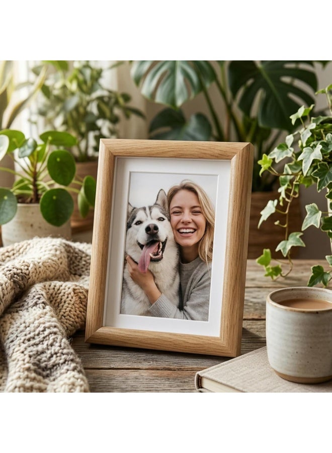 إطار صور عميق بتصميم صندوق ظل مع ممر أبيض، لون خشبي، 17 × 12 سم - Image 2