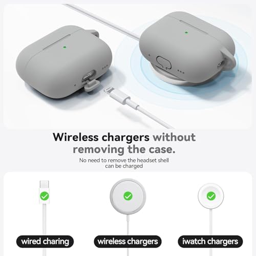 Meyaar for AirPods Pro 3 Case 2025 with Cleaner Kit,Soft Silicone Protective Cases for Apple AirPods Pro 3rd Generation Case for Women Men,AirPod Pro 3 Cases Cover Accessories with Keychain(LightGrey) - Image 3