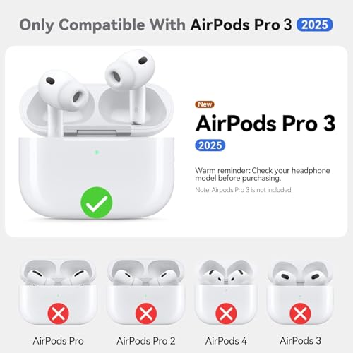 Meyaar for AirPods Pro 3 Case 2025 with Cleaner Kit,Soft Silicone Protective Cases for Apple AirPods Pro 3rd Generation Case for Women Men,AirPod Pro 3 Cases Cover Accessories with Keychain(LightGrey) - Image 5