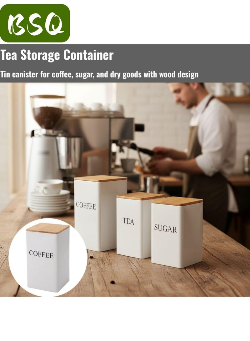 BSQ Wooden tea storage jar | Sealed metal jar, suitable for storing coffee | tea | sugar, etc. - Image 1