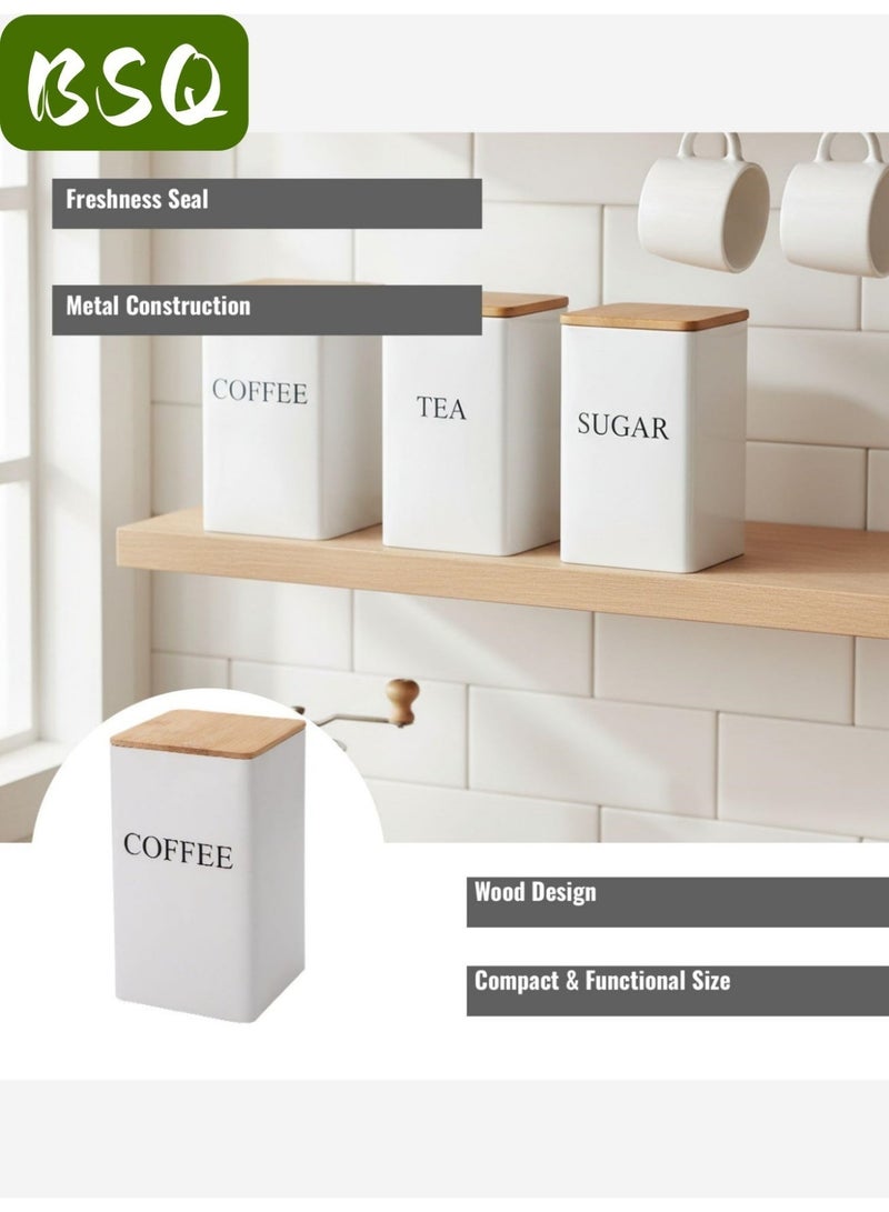 BSQ A sealed tin coffee can with a natural wooden cover is used as a moisture-proof and light-proof coffee bean container on the countertop of a family kitchen. - Image 3