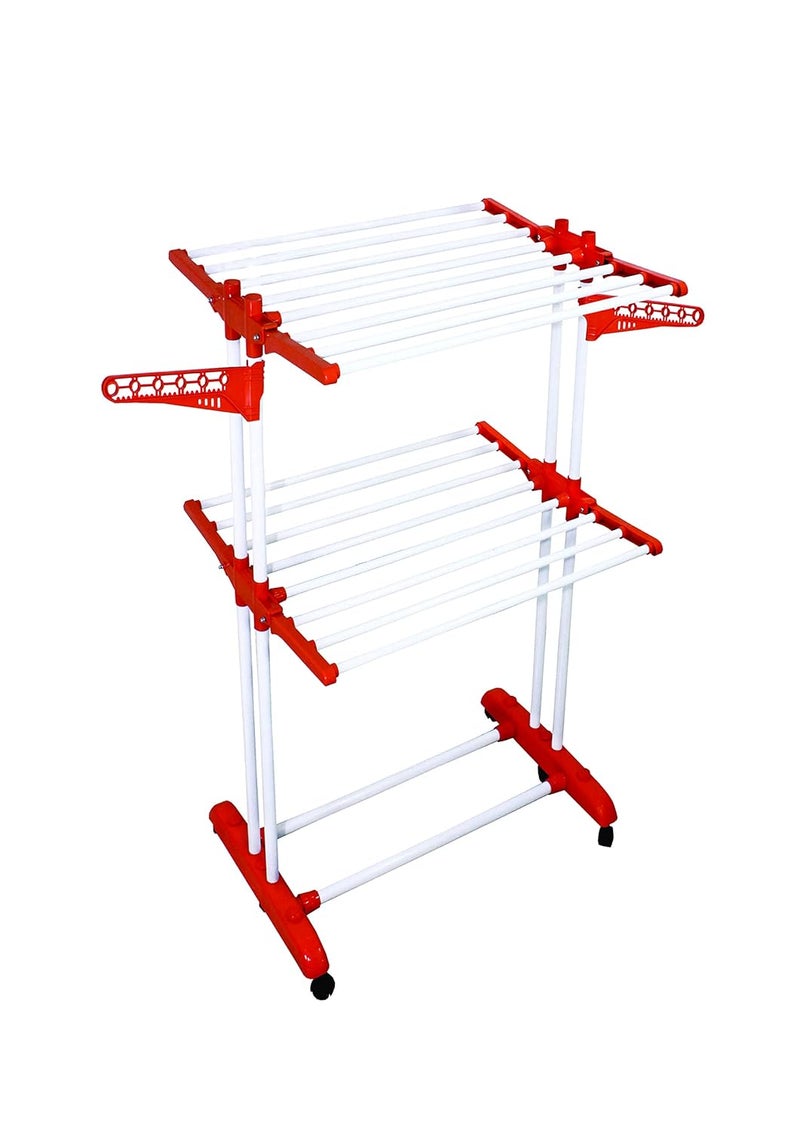 CIPLA PLAST Heavy Duty Portable Cloth Dryer Stand with 2 Pole 2 Layer with 6 Wheels Royal Jumbo - Image 2