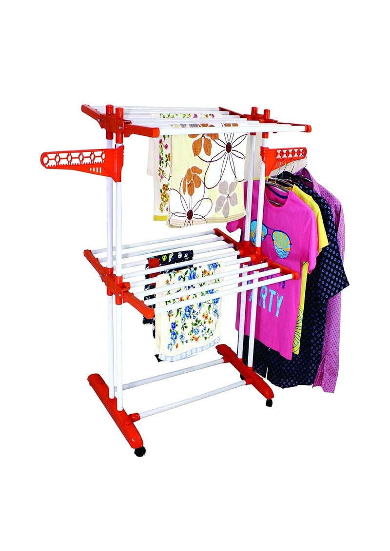 CIPLA PLAST Heavy Duty Portable Cloth Dryer Stand with 2 Pole 2 Layer with 6 Wheels Royal Jumbo - Image 1