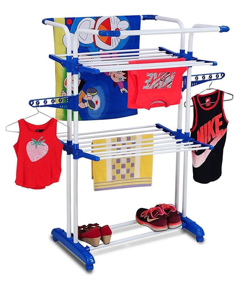 CIPLA PLAST Heavy Duty Portable Cloth Dryer Stand with 2 Pole 2 Layer with 6 Wheels Royal Jumbo - Image 4