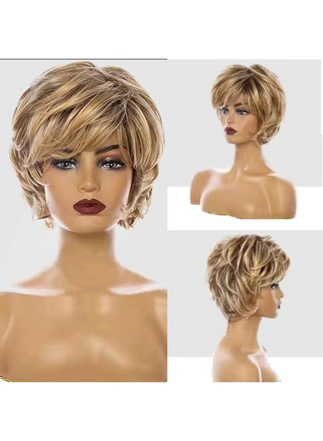 Kaneles Short Blonde Wigs For White Women Natural Layered Fluffy Wavy Full Synthetic Wigs - Image 5