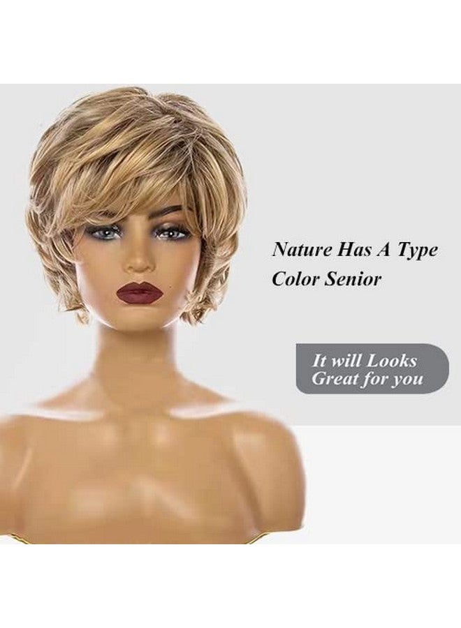 Kaneles Short Blonde Wigs For White Women Natural Layered Fluffy Wavy Full Synthetic Wigs - Image 3