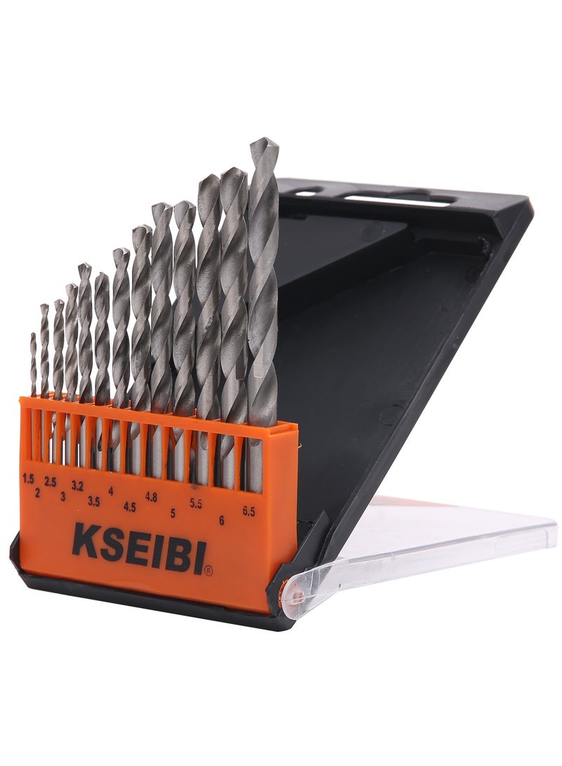 KSEIBI METAL DRILL BITS SET, HSS-G / PLASTIC CASE 13-PC- High-Speed Steel, Durable Plastic Case for Steel, Aluminum, and More  - Image 1