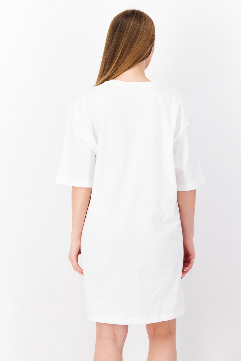 adidas Originals Women Sportswear Fit Elbow Sleeve Outdoor Shirt Dress, White - Image 4