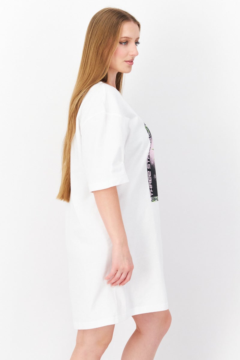 adidas Originals Women Sportswear Fit Elbow Sleeve Outdoor Shirt Dress, White - Image 2