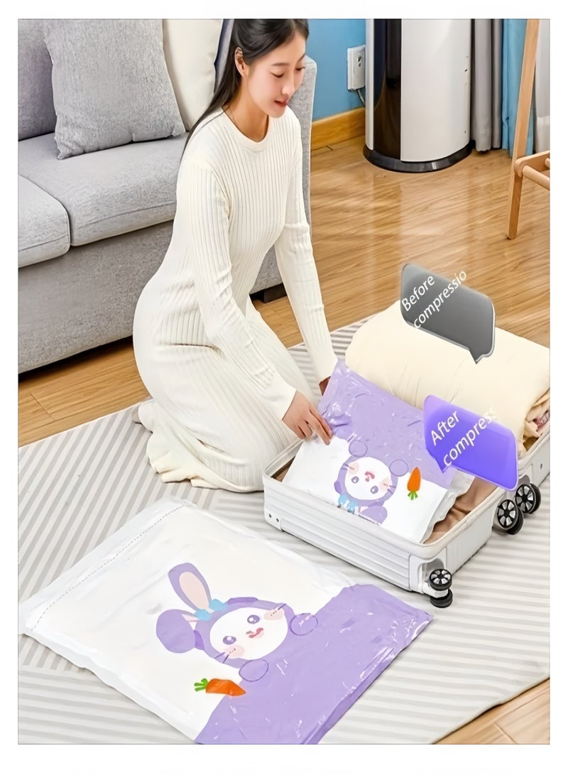 Lee Yon 10-Pack Premium Vacuum Storage Bags with Manual Pump of Reusable Compression Bags, Double Zip Seal Special-Grip Clip,Travel Vacuum Sealer Bags, Rapid Vacuum for Clothes, Mattress, Blanket, Pillows Compression and Travelling(2Jumbo,2Large,3Medium,3Small) - Image 4