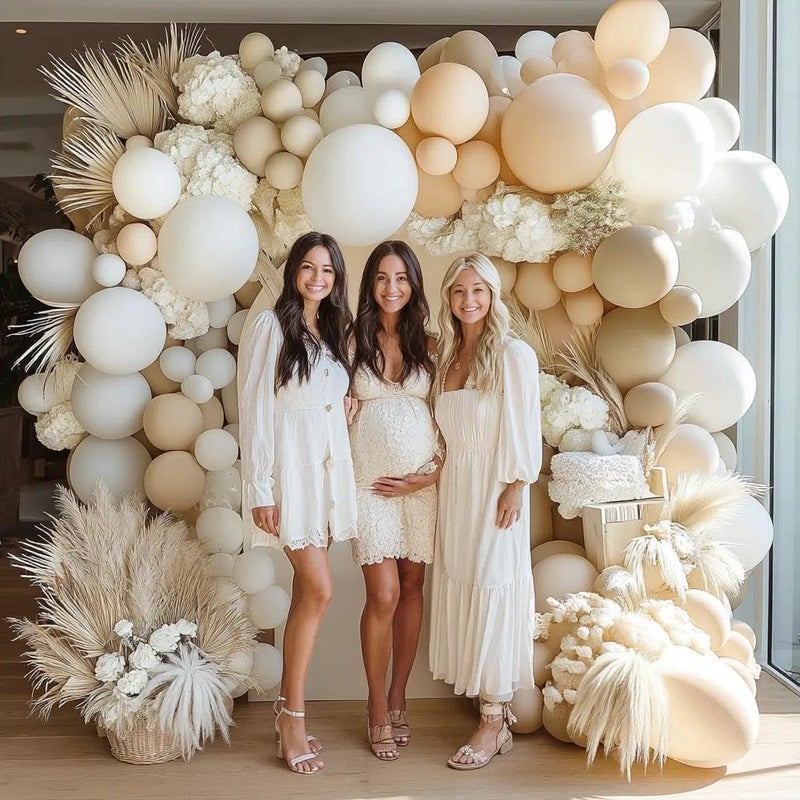 Pinbra White Balloon Arch Double Stuffed White Sand Cream Beige Balloon Garland Kit Blush Nude Balloons for Neutral Baby Shower Gender Reveal Bridal Birthday Wedding Baptism Graduation Party Decorations - Image 5