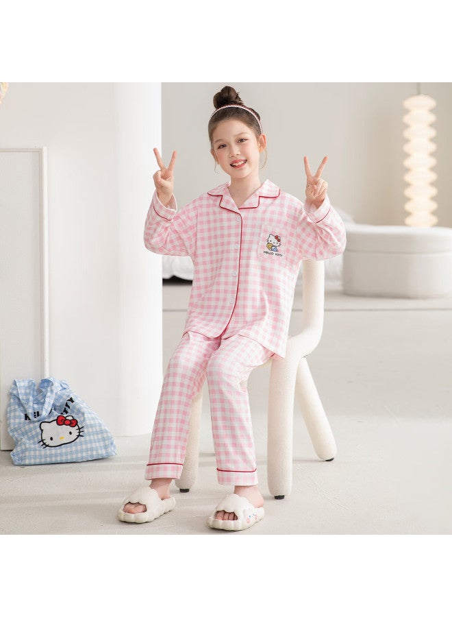 MIIOW Kids Girls Spring Autumn Cotton Long Sleeve Pajamas Long Pants Homewear Cartoon Pure Cotton Outerwear Set - Image 1
