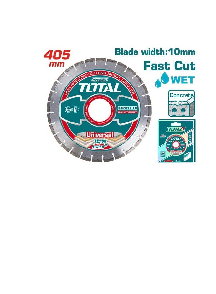TOTAL Total Diamond Disc 405MM (16") for Floor Saw – Laser Welded Blade for Heavy-Duty Concrete Cutting – Compatible with TP1016-2/TP1016-2EE Gasoline Floor Saws – 25.4MM Arbor, 10MM Blade Width  - Image 2