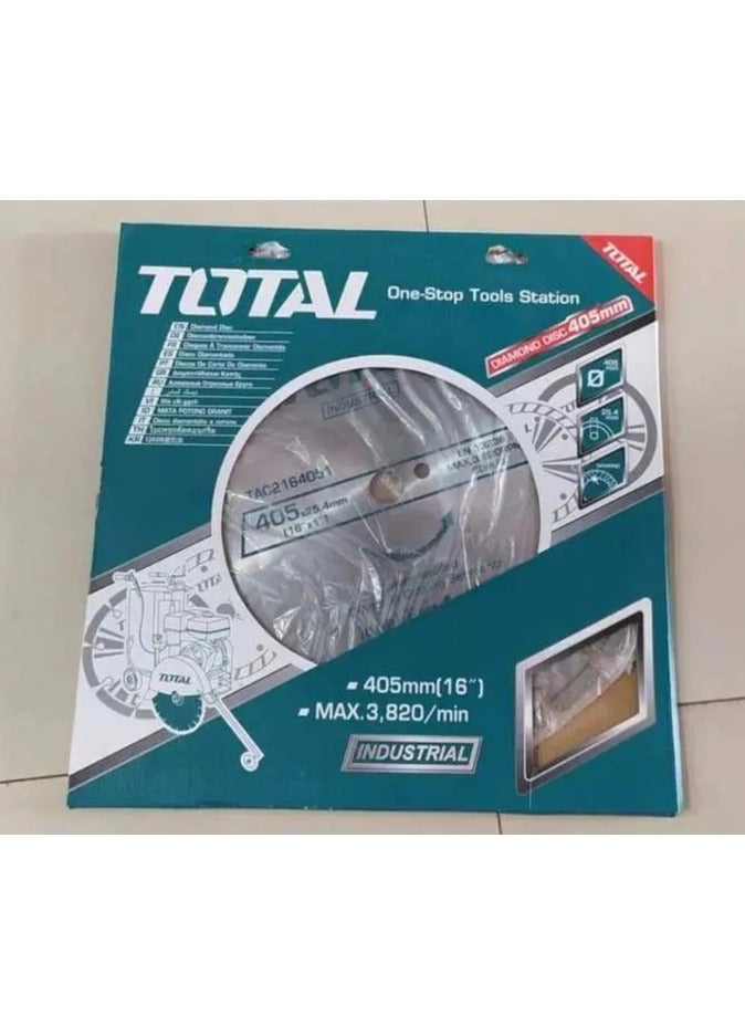 TOTAL Total Diamond Disc 405MM (16") for Floor Saw – Laser Welded Blade for Heavy-Duty Concrete Cutting – Compatible with TP1016-2/TP1016-2EE Gasoline Floor Saws – 25.4MM Arbor, 10MM Blade Width  - Image 3