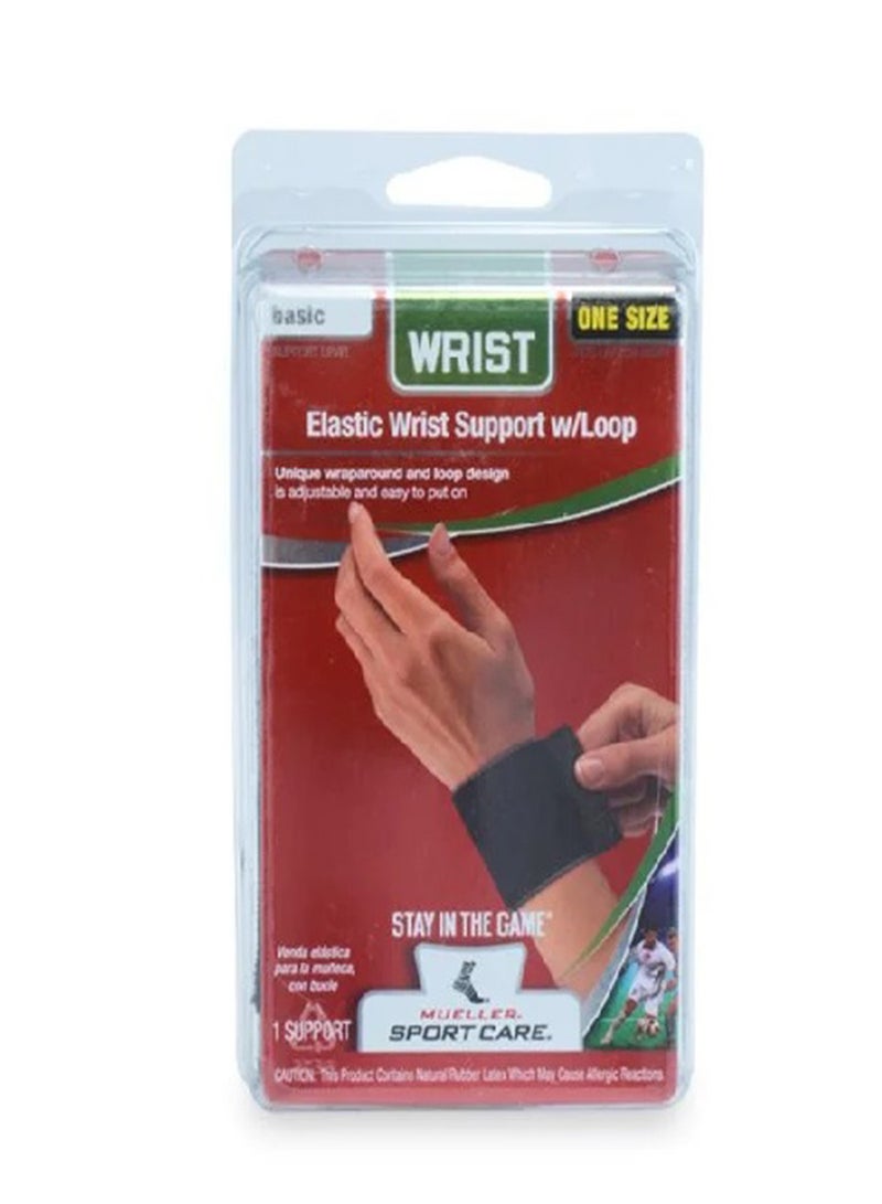Mueller Elastic Wrist Support With Loop Black Osfm 