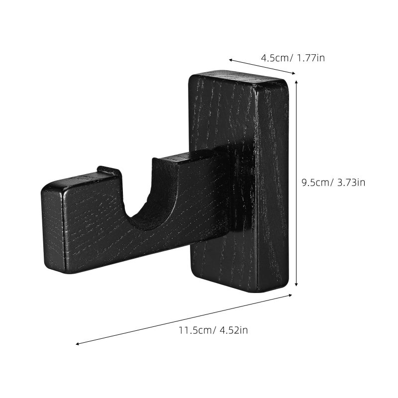 Wall Mounted Hockey Stick Holder Rack 2 Pairs Wood Grain Finish Black Equipment Organizer - Image 3